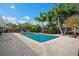 Backyard pool area with lounge chairs and tropical landscaping at 7304 Lakeside Blvd, Tampa, FL 33614