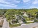 Aerial view of a house surrounded by mature trees, complemented by well-manicured lawn and elegant landscaping at 8095 35Th Ave N, St Petersburg, FL 33710