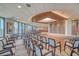 Large auditorium room with a stage, many chairs, and floor to ceiling windows with lovely city views at 1 Beach Se Dr # 1902, St Petersburg, FL 33701