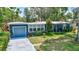Charming blue single-Gathering home featuring a lush green lawn and well-maintained landscaping at 1115 45Th N St, St Petersburg, FL 33713