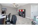 Versatile bonus room with a ceiling fan and neutral walls and carpet flooring at 11320 Chilly Water Ct, Riverview, FL 33569