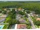 Residential aerial view with lush trees, houses with pools, and a road running through the neighborhood at 18518 Bittern Ave, Lutz, FL 33558