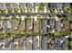 Aerial view of a residential neighborhood, highlighting the layout and proximity to other homes at 32718 Harmony Oaks Dr, Wesley Chapel, FL 33545
