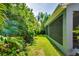 Lush backyard featuring a screened lanai and tropical landscaping at 3714 W San Juan St, Tampa, FL 33629