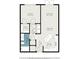 Detailed floor plan showcasing the layout of the living room, bedroom, kitchen, bathroom, and walk-in closet at 4221 W Spruce St # 2104, Tampa, FL 33607