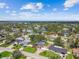 Scenic aerial view of a residential neighborhood with lush landscaping and waterfront properties under a blue sky at 4400 Helena Ne St, St Petersburg, FL 33703