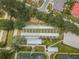 Aerial view of the sports complex covered shuffleboard courts at 801 Oakmont Ave, Sun City Center, FL 33573