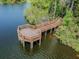 Wooden dock over the lake is perfect for fishing and enjoying the water views from the community at 15135 Azra Dr, Odessa, FL 33556