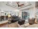 Bright living room with seamless flow into the kitchen, dining area, and access to the pool at 1617 El Pardo Dr, Trinity, FL 34655