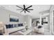 Comfortable living room with stylish decor, lots of light, ceiling fan and modern furniture at 18110 Courtney Breeze Dr, Tampa, FL 33647