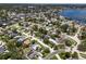Real estate aerial view of the neighborhood with waterfront access and green foliage at 1851 Oklahoma Ne Ave, St Petersburg, FL 33703