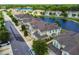 Beautiful aerial view of Montclair Lake townhome community with lush landscaping and a scenic pond at 1962 Marlington Way, Clearwater, FL 33763
