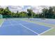 Scenic outdoor tennis courts with vibrant blue and green surfaces, surrounded by lush greenery at 6334 Spring Flower Dr # 24, New Port Richey, FL 34653