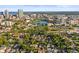 Sweeping aerial view highlighting neighborhood, park, and the downtown St. Petersburg skyline at 634 6Th N St, St Petersburg, FL 33701
