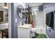 Bathroom featuring a vanity, toilet, and a shower/tub combo with modern fixtures at 634 6Th N St, St Petersburg, FL 33701