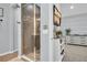 Bathroom featuring an oversized walk-in shower, recessed lighting, and modern fixtures at 7238 Milestone Dr, Apollo Beach, FL 33572