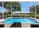 Beautiful backyard pool featuring a screened-in enclosure and lovely water views at 9223 Brindlewood Dr, Odessa, FL 33556