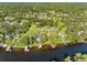 Scenic aerial view showcases waterfront homes with private docks along a serene river at 11109 Winn Rd, Riverview, FL 33569