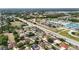 An aerial view of a neighborhood showcases nearby schools, tree coverage, and proximity to main roads at 14027 Bensbrook Dr, Spring Hill, FL 34609