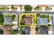 Aerial view of the property highlighting its location within a residential neighborhood at 14027 Bensbrook Dr, Spring Hill, FL 34609