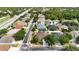 Aerial view captures neighborhood layout with mature trees lining the streets and a mix of home styles at 14027 Bensbrook Dr, Spring Hill, FL 34609