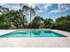 Backyard features a sparkling swimming pool and spa complemented by a spacious patio on a sunny day at 14806 Harry Colt Ct, Tampa, FL 33626
