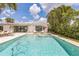 A refreshing pool with jacuzzi surrounded by lounge furniture and mature tropical landscaping at 2084 Massachusetts Ne Ave, St Petersburg, FL 33703