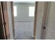 View from hallway to bedroom features a carpet and two windows for natural light at 4505 Globe Thistle Dr, Tampa, FL 33619