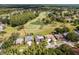 A high angle shows the back of this home and neighborhood with a pond and golf course behind at 4508 Netherwood Dr, Tampa, FL 33624