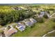 Aerial view of homes with swimming pools, well-manicured lawns, and mature landscaping at 4508 Netherwood Dr, Tampa, FL 33624