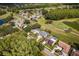 Aerial view of the neighborhood showcasing mature trees, community pond, and surrounding golf course at 4508 Netherwood Dr, Tampa, FL 33624