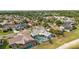 This aerial shot showcases a lakeside community with lush greenery, well-maintained homes, and inviting swimming pools at 8638 Chadwick Dr, Tampa, FL 33635