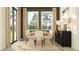 Stylish dining room with modern furniture, neutral tones, and bright windows at 9558 Runaway Breeze Dr, Land O Lakes, FL 34637