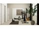 Home gym with large mirror, stationary bike, and ample space for a complete workout at 9558 Runaway Breeze Dr, Land O Lakes, FL 34637