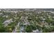 Aerial view showing a neighborhood street lined with charming homes and lush trees with cityscape in the distance at 1211 14Th N St, St Petersburg, FL 33705