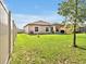Spacious, well-maintained backyard with a privacy fence and mature trees providing shade at 12428 Chaya Ct, Spring Hill, FL 34610