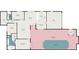 Detailed floor plan showcasing the layout of the home, including the pool and screened porch at 13544 Avista Dr, Tampa, FL 33624