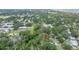 Aerial view displaying the property location nearby school and a park at 1753 San Mateo Dr, Dunedin, FL 34698
