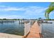 Wooden dock extending into the calm water, perfect for boating enthusiasts and enjoying waterfront living at 20019 Gulf Blvd # 1, Indian Shores, FL 33785