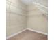 Walk-in closet featuring multiple shelves for storage, and neutral colored walls and carpet at 203 Montara Dr, Seffner, FL 33584