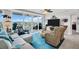 Beautifully decorated living room with a stunning water view, comfortable seating, and a cozy atmosphere at 223 Island Way # 7F, Clearwater Beach, FL 33767
