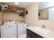 Bright laundry room featuring washer, dryer, sink, and storage at 2725 11Th Ct, Palm Harbor, FL 34684