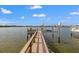 Scenic dock with boat lift, offering direct access to the calm waters and breathtaking views at 301 Bayview Ne Dr, St Petersburg, FL 33704