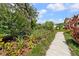 Well-maintained landscaping features a stone pathway, pineapples, and beautiful greenery at 708 Westwood Cir, Brandon, FL 33511