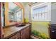 Bathroom vanity area, complete with natural painting to enhance the aesthetic at 11285 8Th E St, Treasure Island, FL 33706