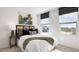 Bright bedroom featuring neutral decor, carpet, and natural light from two windows with modern shade coverings at 14036 Textile Run, Parrish, FL 34219