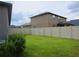 Well maintained fenced backyard with green grass at 24815 Lambrusco Loop, Lutz, FL 33559