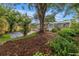 Landscaped backyard with a home, trees, patio, and lush greenery at 300 33Rd N Ave, St Petersburg, FL 33704