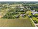 Aerial view of a neighborhood and farmland featuring homes with pools and recreational vehicles nearby at 3217 Mott Rd, Dover, FL 33527