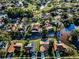 Aerial view of neighborhood homes, landscaping, and golf course at 395 Forest Park Rd, Oldsmar, FL 34677